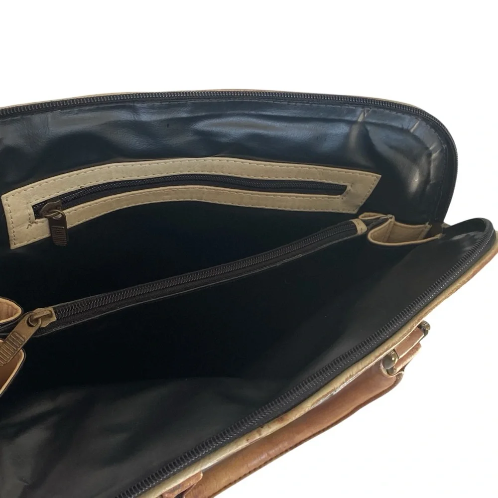 Allan Edward Hand Painted Leather Abstract Double- Handled Satchel Shoulder Bag